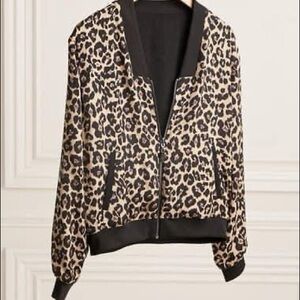 Stella & Dot reversible leopard print bomber